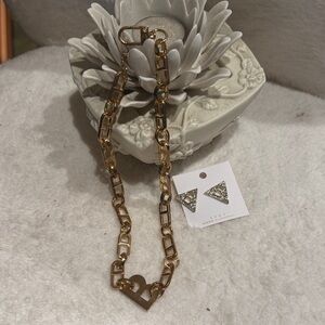 Gold Chain Necklace and Earrings Set